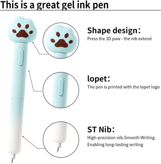 LOPET 4Pcs Soft Kitty Cat Paw Gel Ink Pens 0.5mm