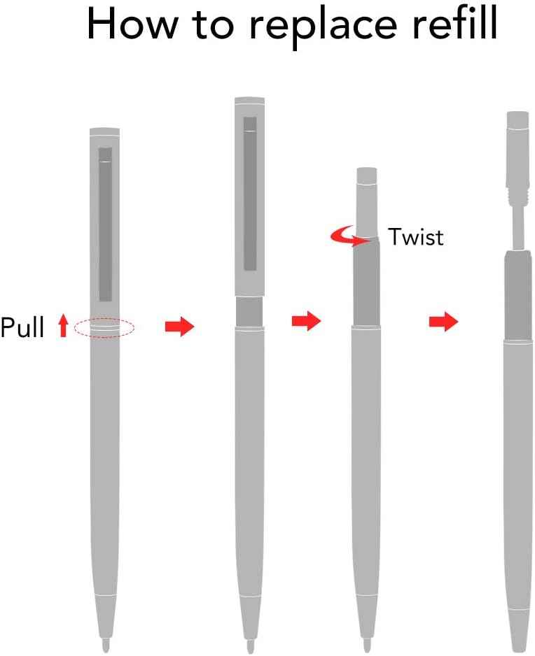 Slim Stainless Steel Retractable Ballpoint Pens,6 Pack-Black ink - TTpen