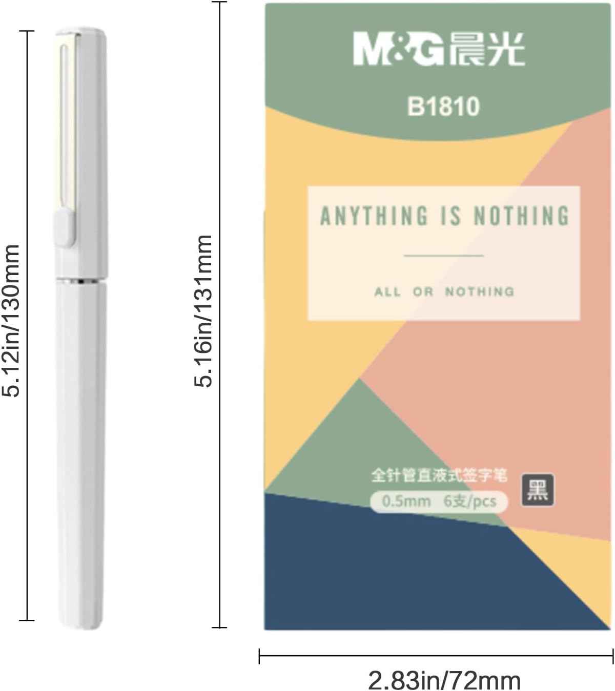 M&G 0.5mm Liquid Rollerball Pens,Black Ink 6 Pack - TTpen