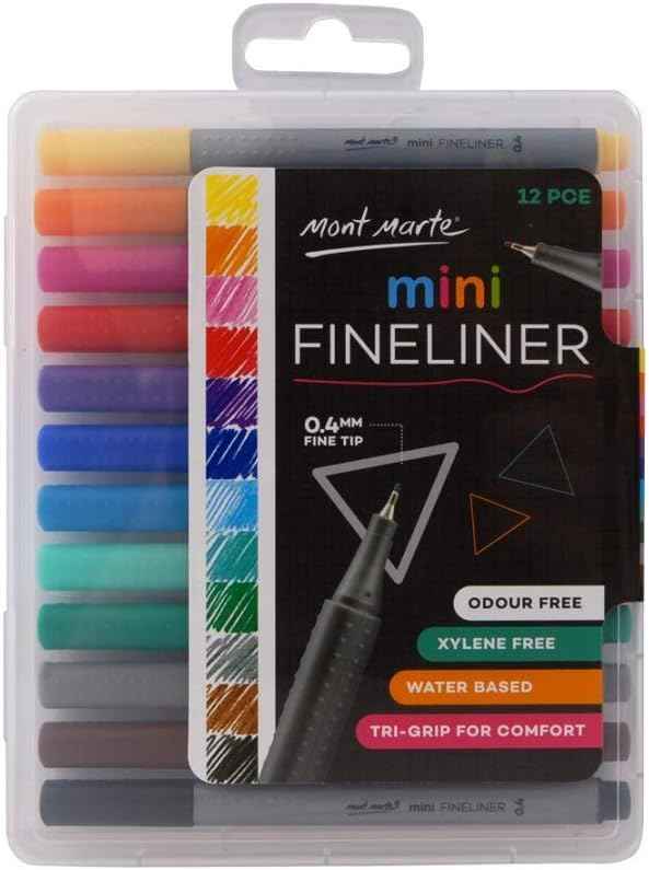 Mont Marte Mini Fineliner 12pcs Set,Tri Grip,Odour Free - TTpen