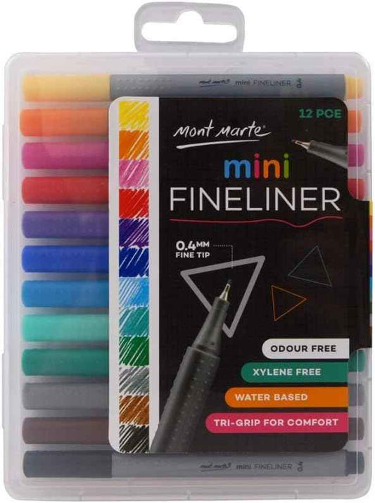 Mont Marte Mini Fineliner 12pcs Set,Tri Grip,Odour Free - TTpen