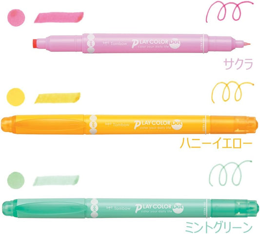 Tombow Play Color Dot Pen Water Based Marker,3 Colors Set B
