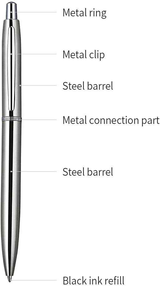 3Pcs Retractable Stainess Steel Metal Ballpoint Pens,6 Replaceable Refills - TTpen