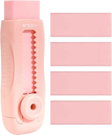 M&G 4+1 Pack Sliding Retractable Eraser with Sleeve and 4 Refill Erasers - TTpen