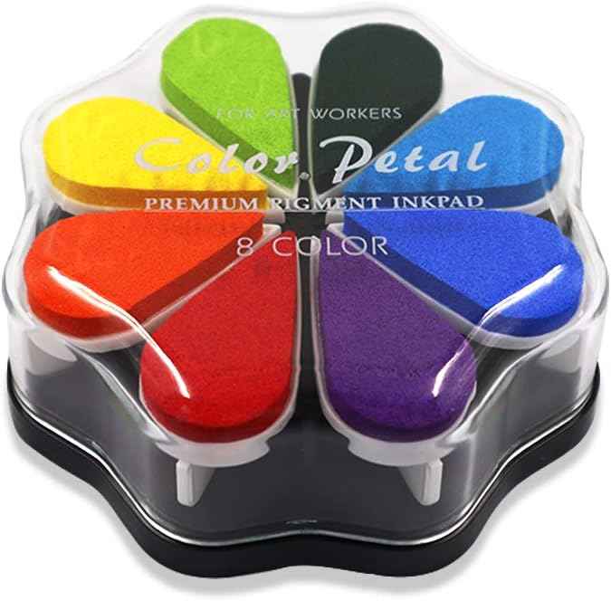 8 Colors Petal Shape Craft Pigment Ink Pad Stamps Partner - TTpen