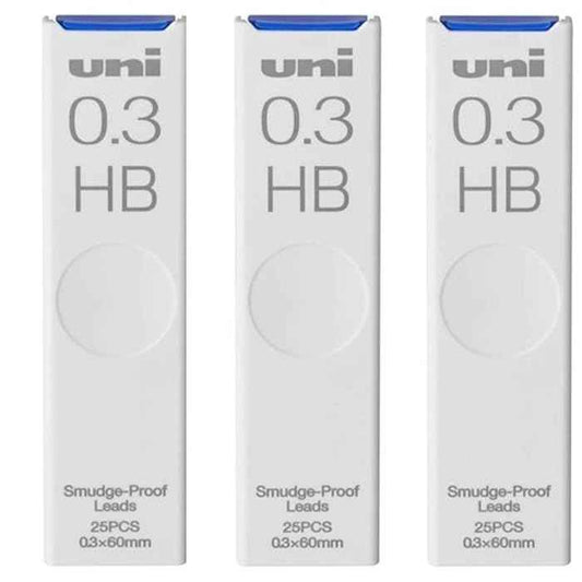 Uni Pencil Smudge-Proof Leads,0.3mm HB,3 Pack - TTpen
