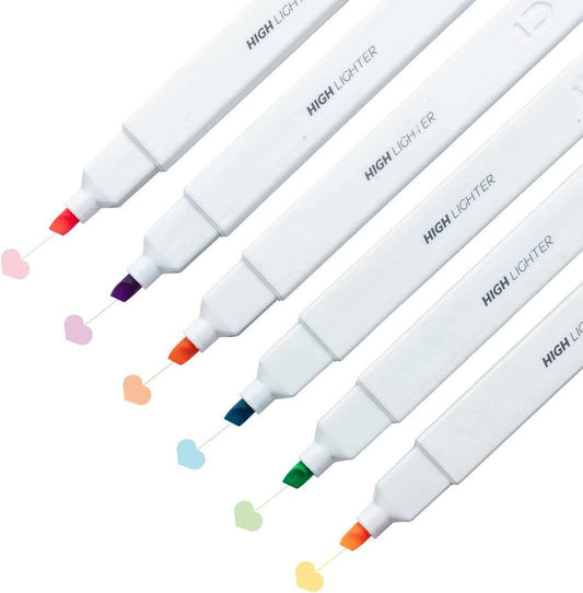 M&G 6Pcs Multicolor No Bleed Dry Quick Chisel Tip Highlighters - TTpen