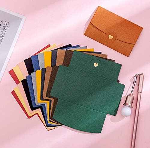 Kraft Mini Gift Card Envelopes with Gold Heart Shaped Clasp 48 Pack - TTpen