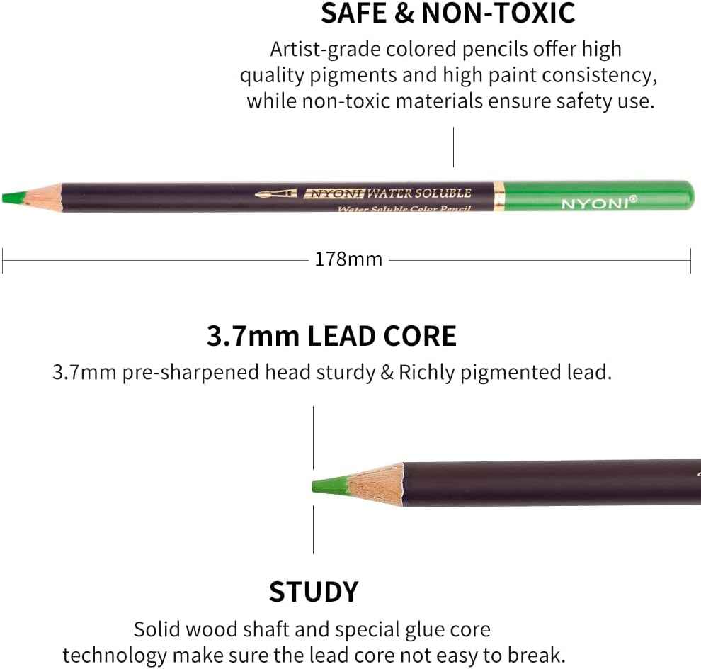 Nyoni 100 Watercolor Pencils Set with Brush - TTpen