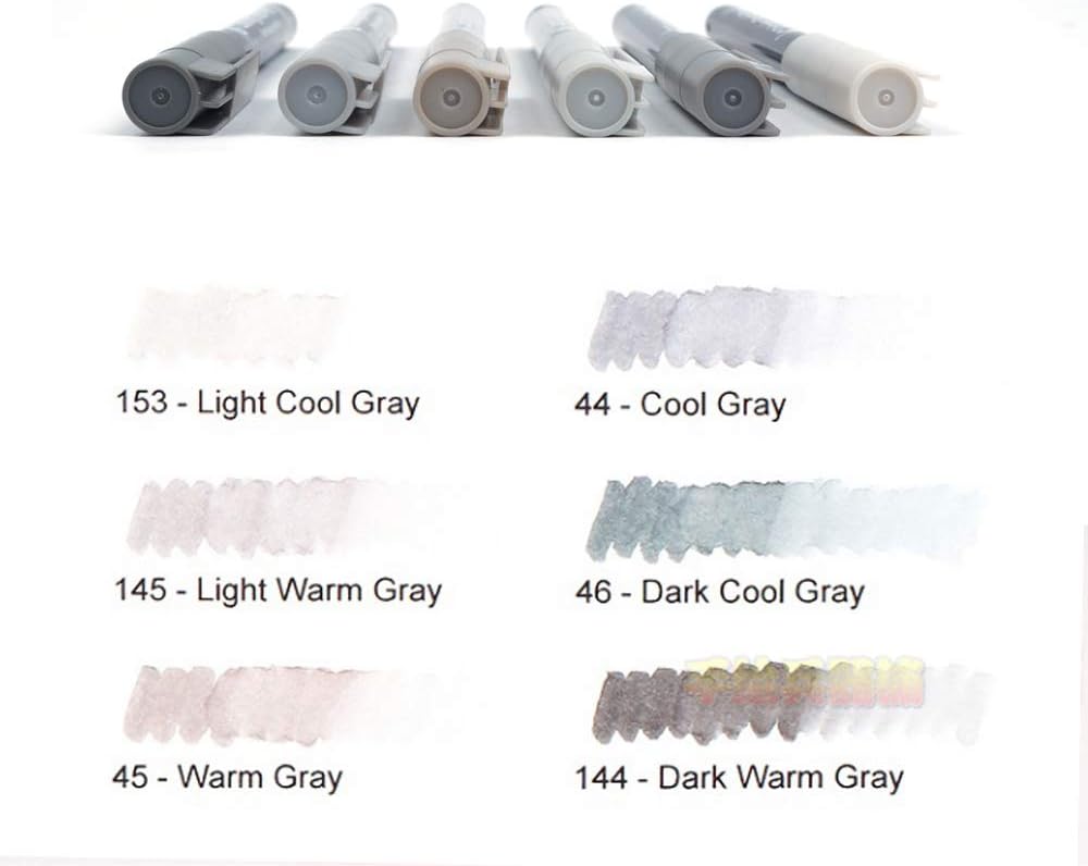 SAKURA Koi Colouring Brush Pen Set 6 Grey Pens