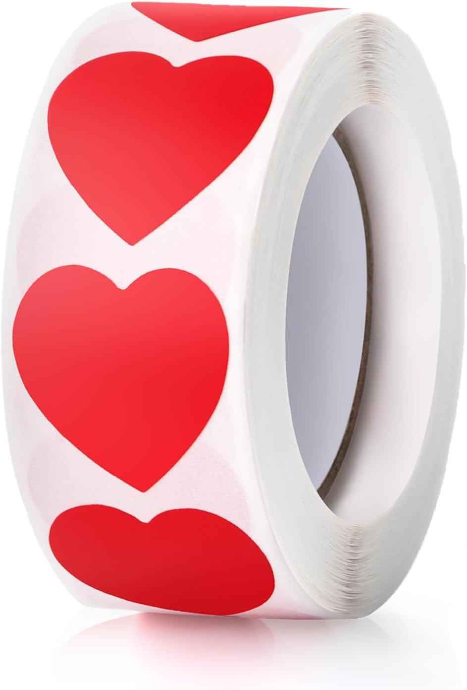 500Pcs Red Heart Stickers 1 inch - TTpen