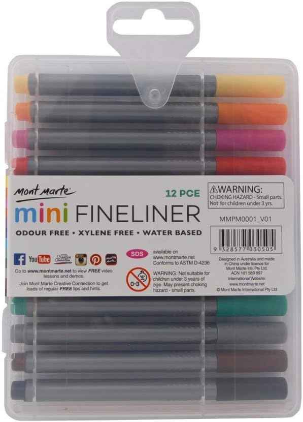Mont Marte Mini Fineliner 12pcs Set,Tri Grip,Odour Free - TTpen