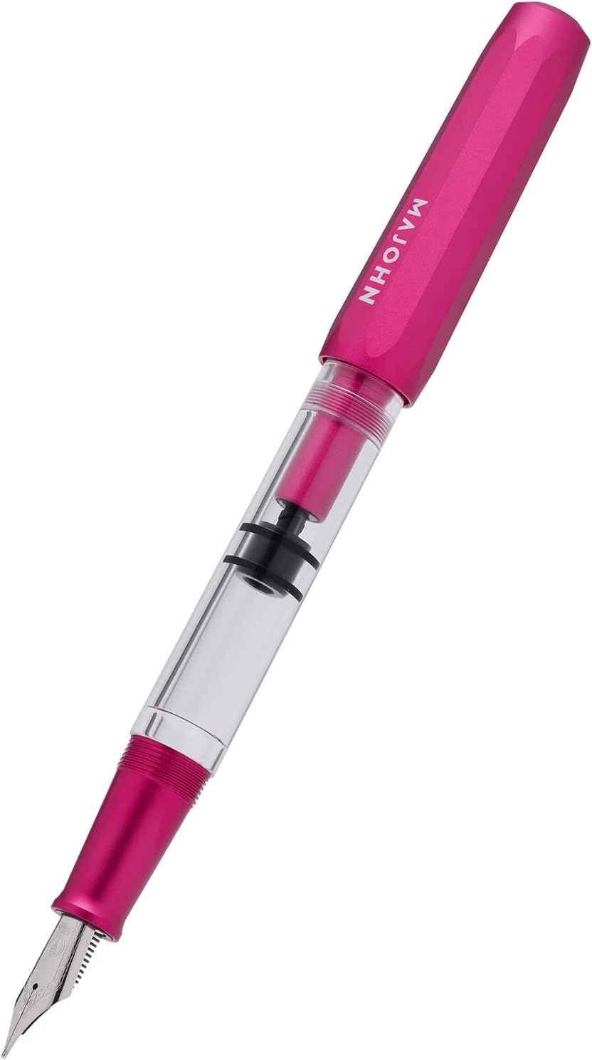 MAJOHN T1 Piston Fountain Pen,Aluminium Transparent,0.5mm Fine Nib - TTpen