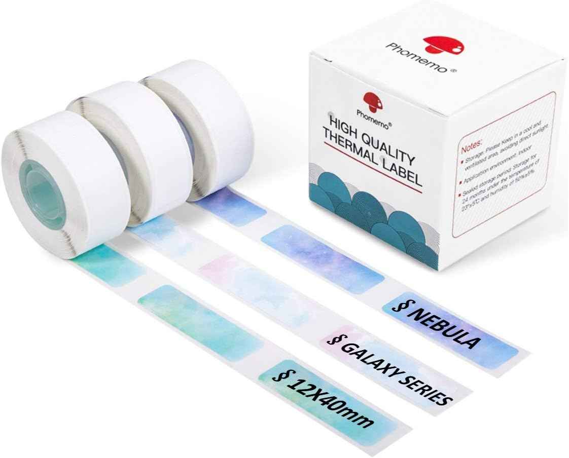 Phomemo D30 Adhesive Galaxy Label Paper (12mm X 40mm) White,3 Roll - TTpen