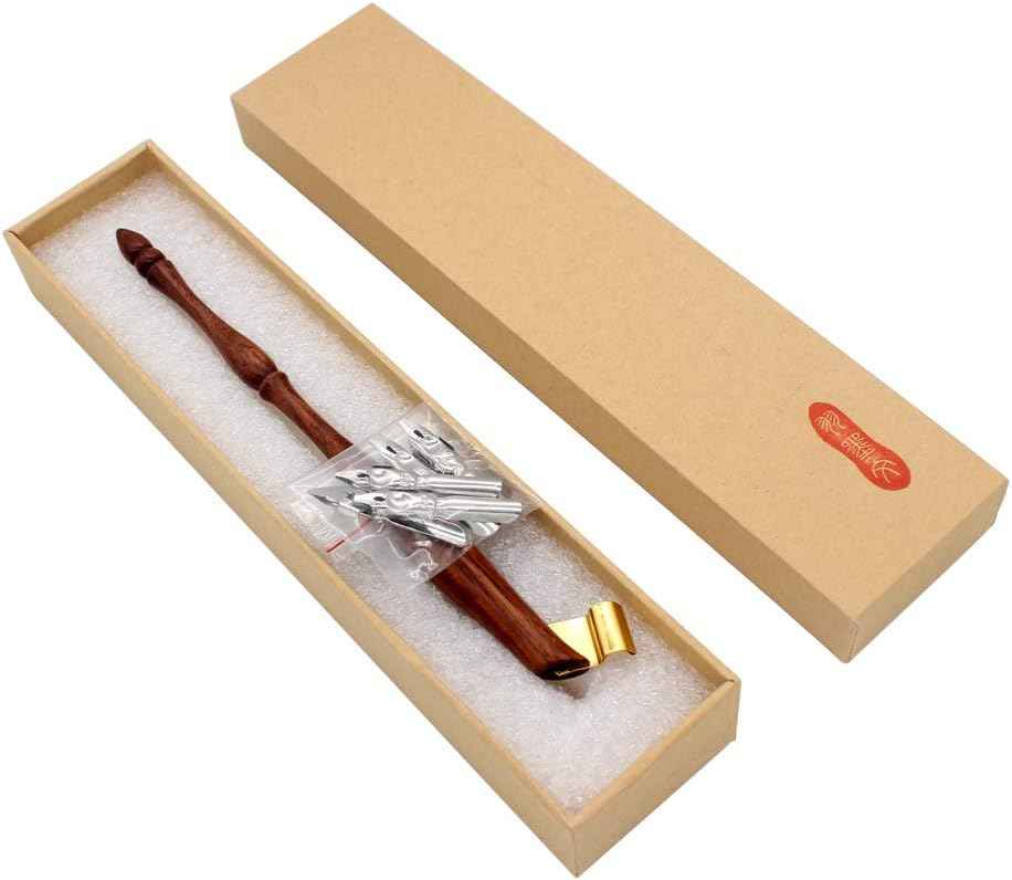 Oblique Calligraphy Nib Pen Point Holder Dip Pen 5 Flat Nibs - TTpen