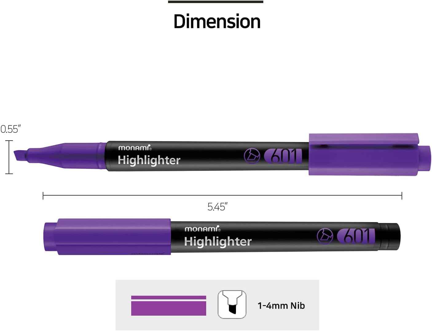 MONAMI Highlighter 601 Pastel,Chisel Tip,Assorted Colors,6-Pack - TTpen