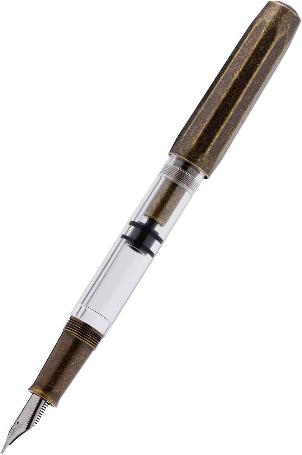MAJOHN T1 Piston Fountain Pen,Aluminium Transparent,0.5mm Fine Nib - TTpen