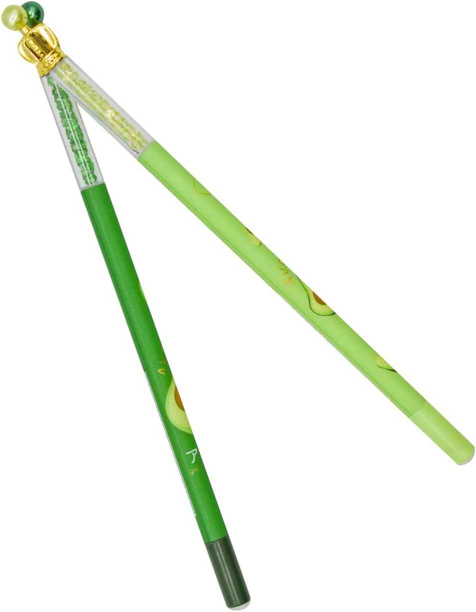 12PCS Juicy Avocado Shiny Crown Gel Pens 0.5mm Black Ink For Kids School - TTpen