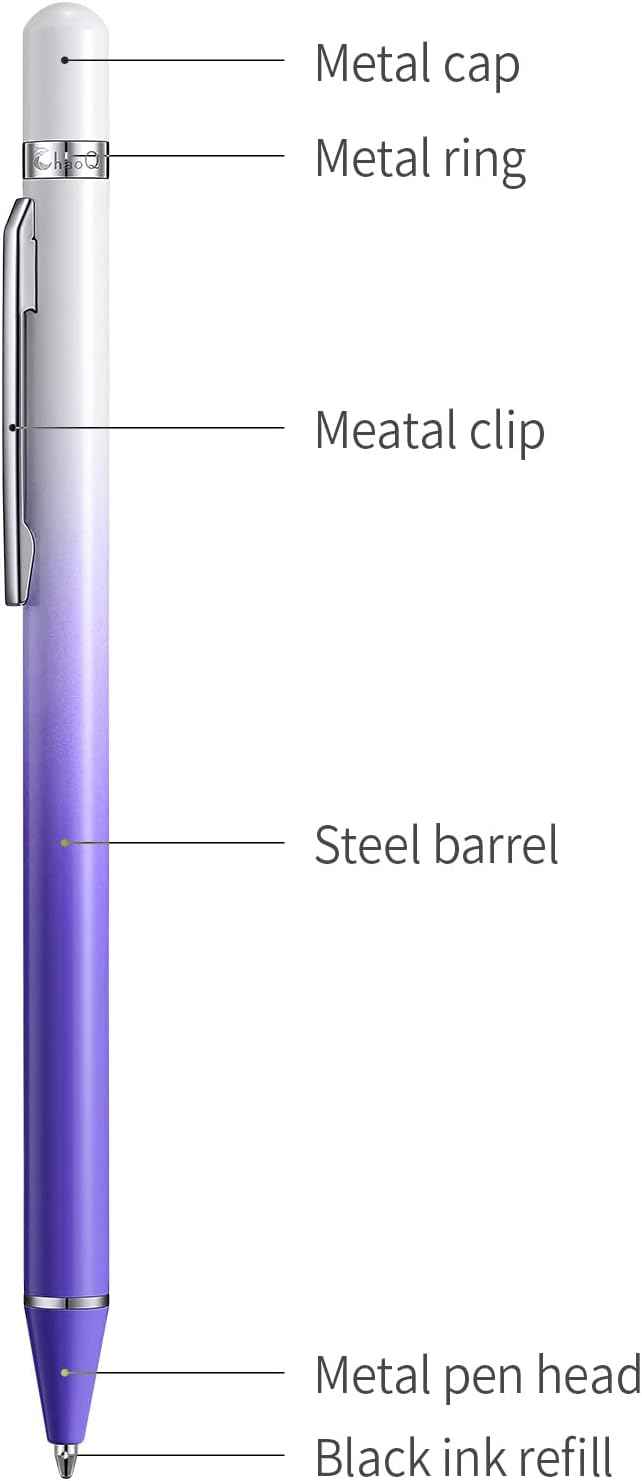 3 Pack Metal Ballpoint Pens with 6 Refills (Pink,Purple,Blue) - TTpen