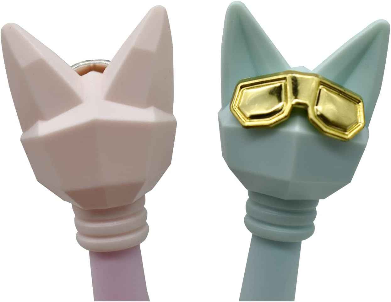 12PCS Cute Cat Ballpoint Pens Cartoon Wearing Golden Silver Glasses - TTpen