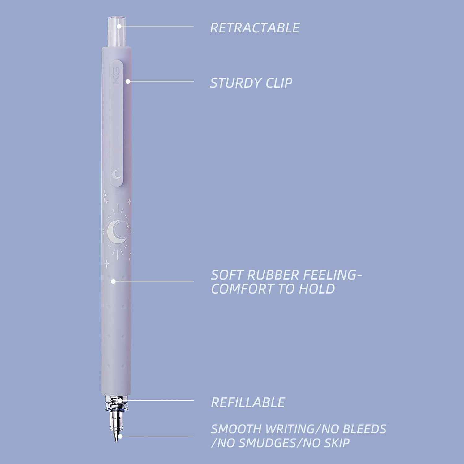 Kaco Rocket Retractable Gel Pens 0.5mm Fine Point 3 Pack - TTpen