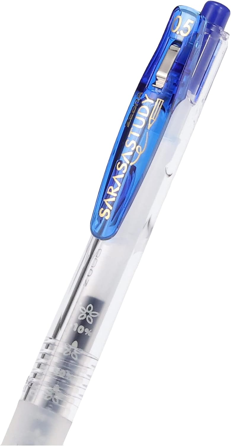 Zebra JJM88 Sarasa Study Gel Ballpoint Pen,0.5,Black,10 Pieces