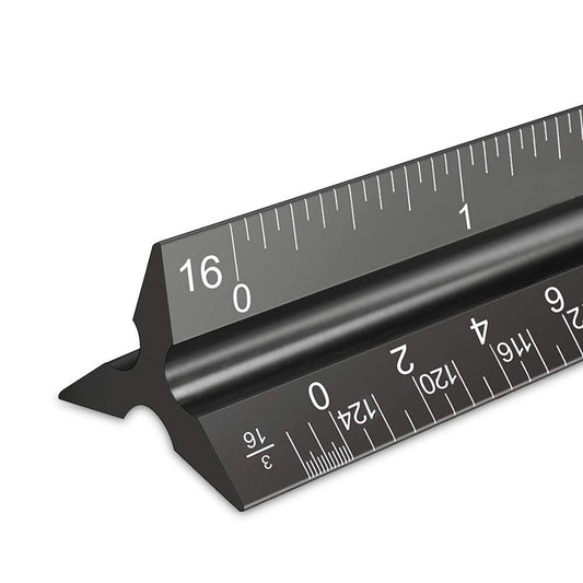 12" Architectural Scale Ruler Triangular Aluminum Black