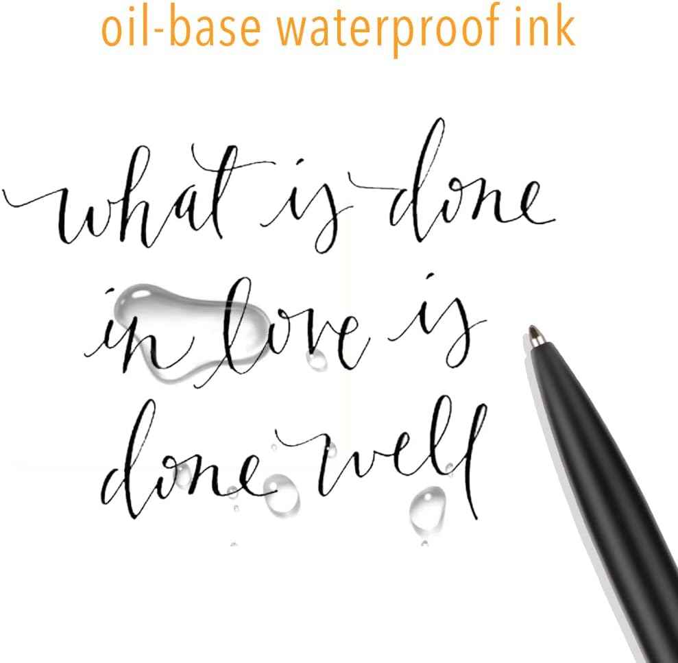 6 Pack Gold Click Ballpoint Pens - Black ink Medium Point - TTpen