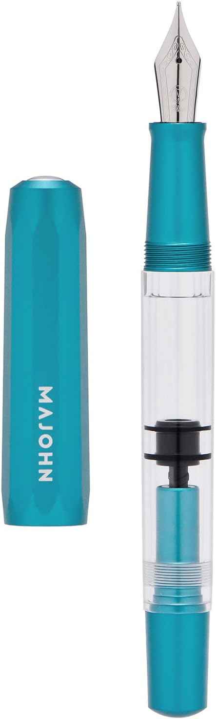 MAJOHN T1 Piston Fountain Pen,Aluminium Transparent,0.5mm Fine Nib - TTpen