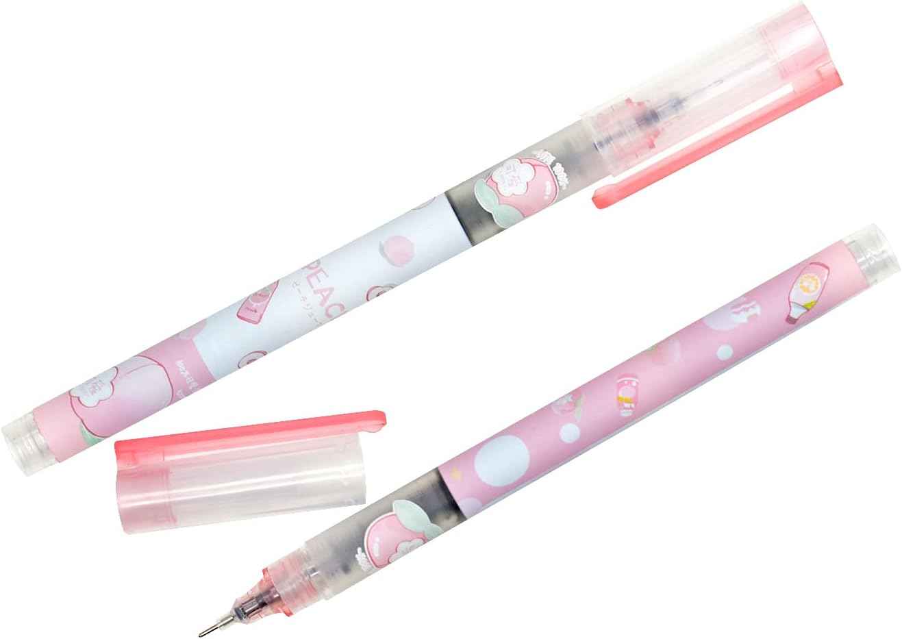 12PCS Peach Liquid Ink Juicy Fruit Quick Dry Rollerball Pens Black Ink - TTpen
