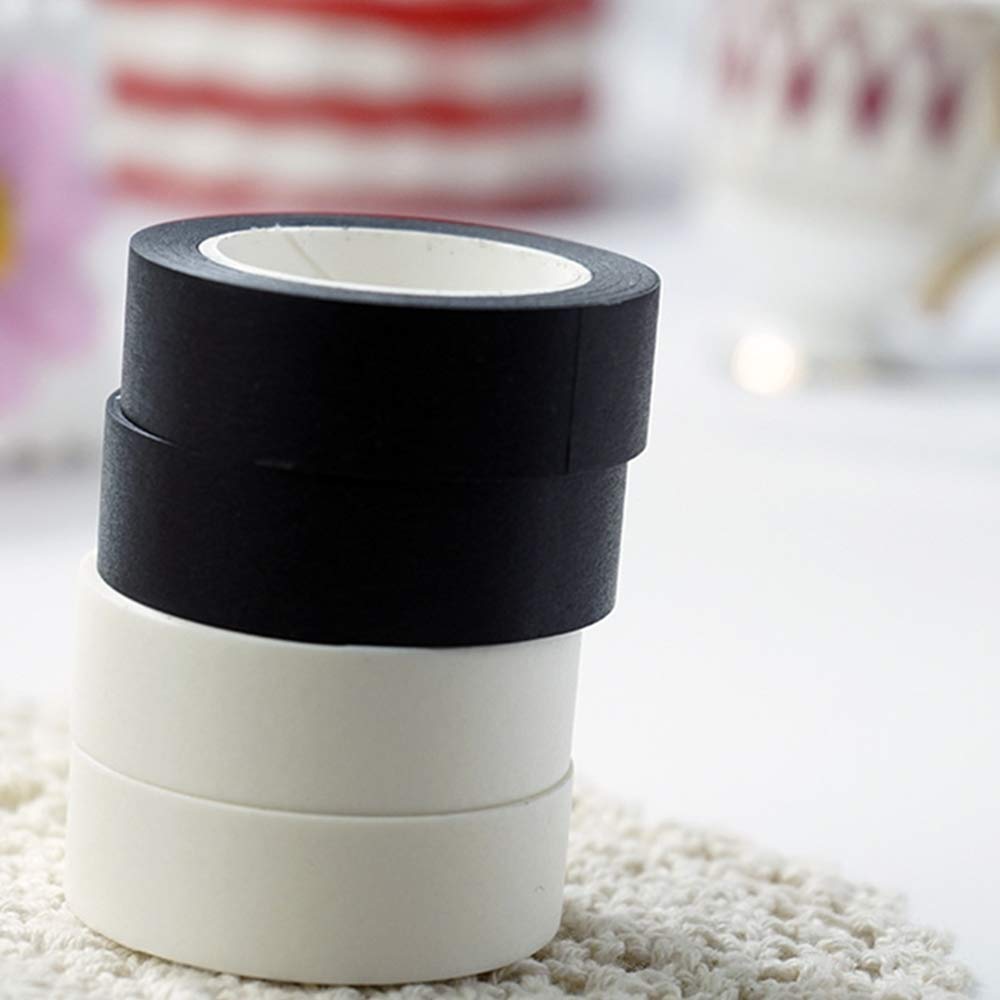 20 Rolls Washi Tape Solid Color White and Black Masking Tape