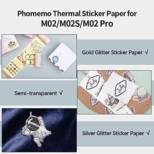 Phomemo M02/M03/M04S Transparent/Silver/Gold Glitter Sticker Paper(50mm X 3.5m) - TTpen