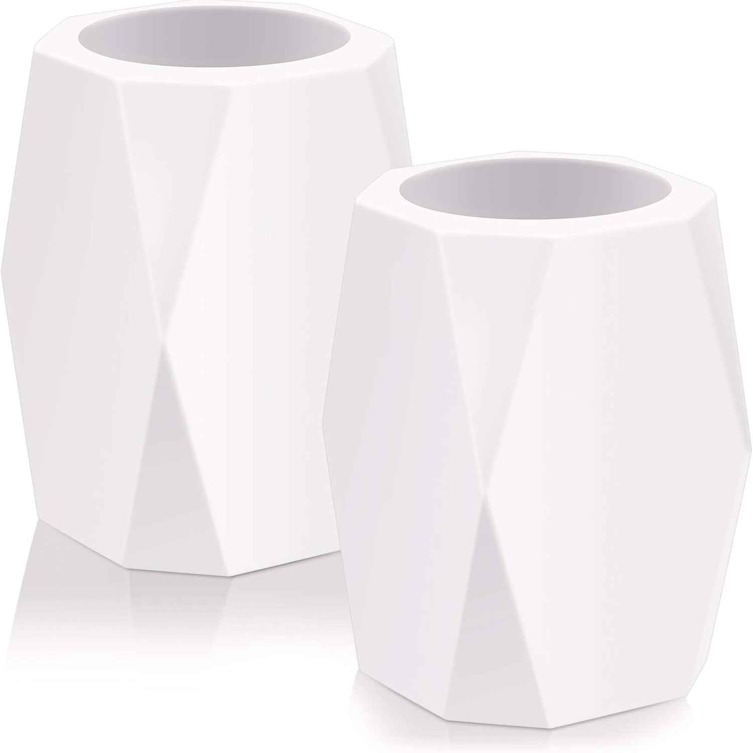 2 Pieces Silicone Pencil Holder for Desk,Geometric Makeup Brush Holder - TTpen