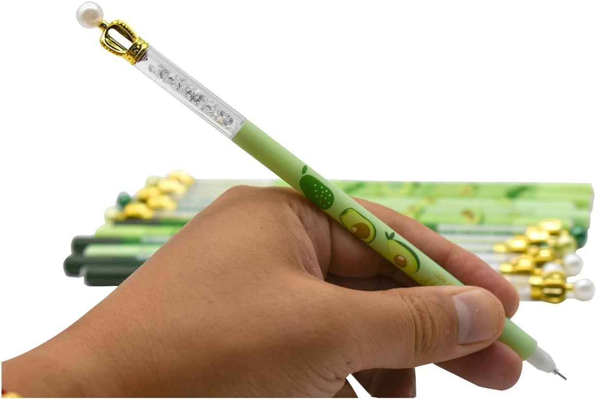 12PCS Juicy Avocado Shiny Crown Gel Pens 0.5mm Black Ink For Kids School - TTpen