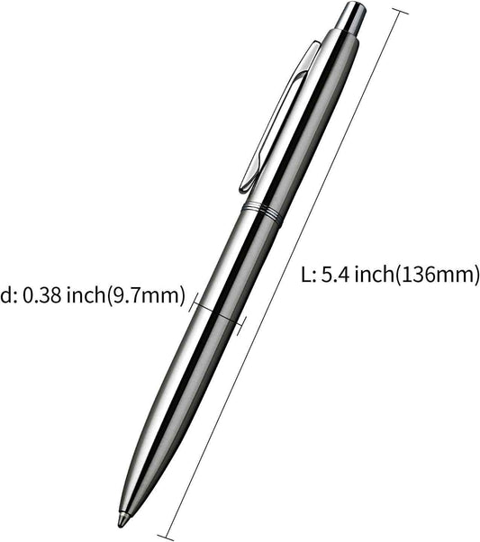 3Pcs Retractable Stainess Steel Metal Ballpoint Pens,6 Replaceable Refills - TTpen