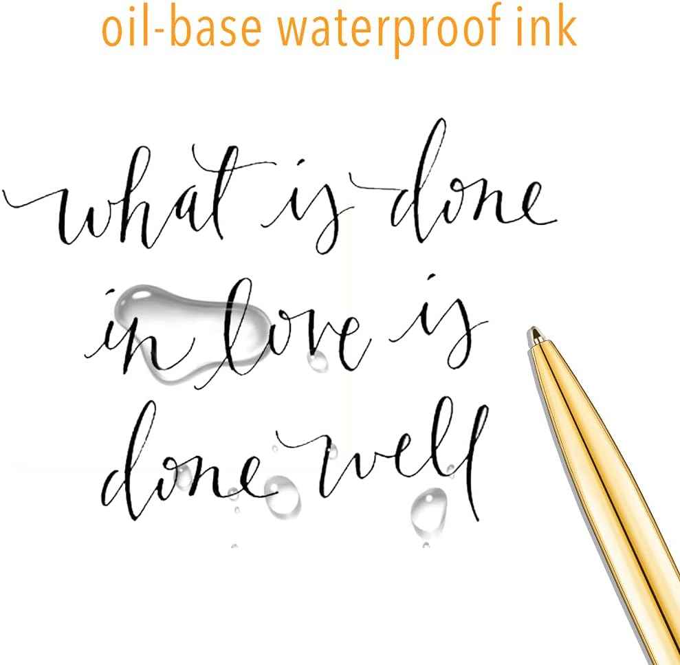 6 Pack Gold Click Ballpoint Pens - Black ink Medium Point - TTpen