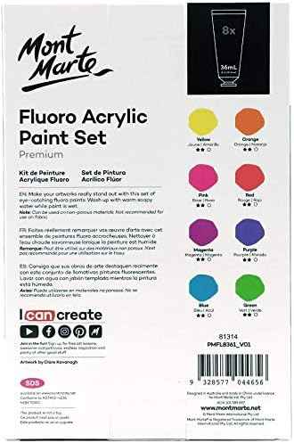 Mont Marte Fluoro Acrylic Paint Set,8 Colors,36ml Tube - TTpen