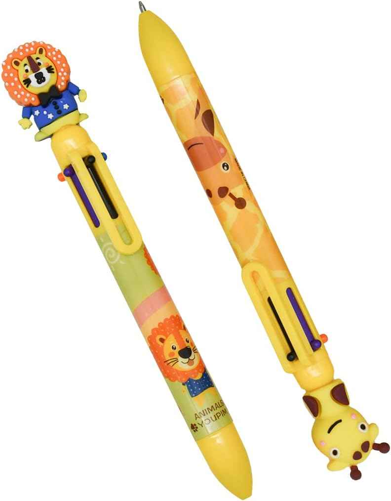 8PCS 6in1 Multicolor Ballpoint Pen Giraffe Lion For Kids Adults School - TTpen