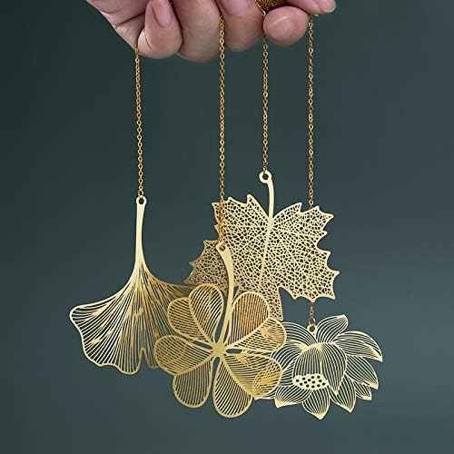 4 Pack Metal Bookmarks with Chain,Golden Hollow - TTpen