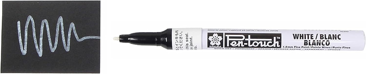 Sakura Pen-Touch Paint Marker 0.7/1.0/2.0mm White Color,4 Pack