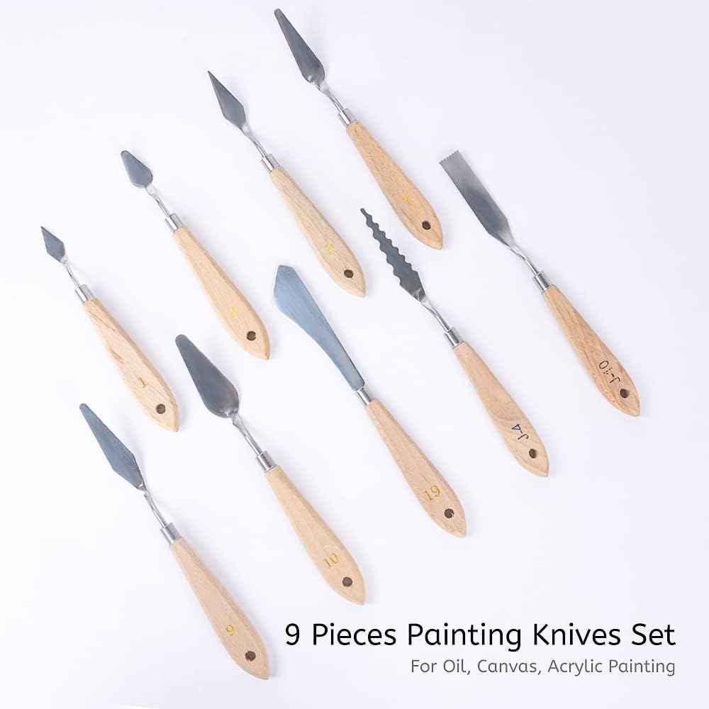 9PCS Painting Palette Knives Stainless Steel with Wood Handle - TTpen