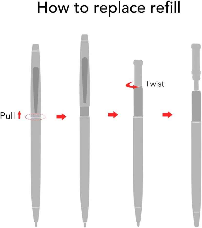 6 Pack Gold Stainless Steel Ballpoint Pens Black Ink - TTpen