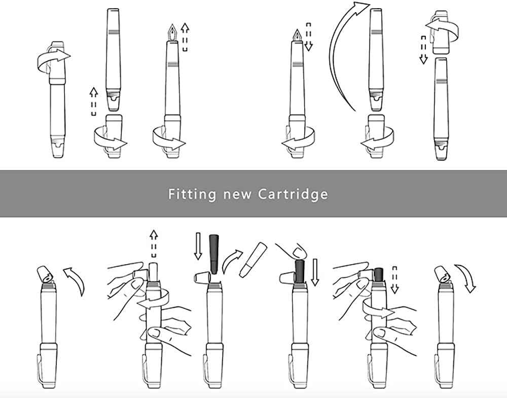 Majohn X1 Retractable Fountain Pen Black Resin,Iridium Extra Nib - TTpen