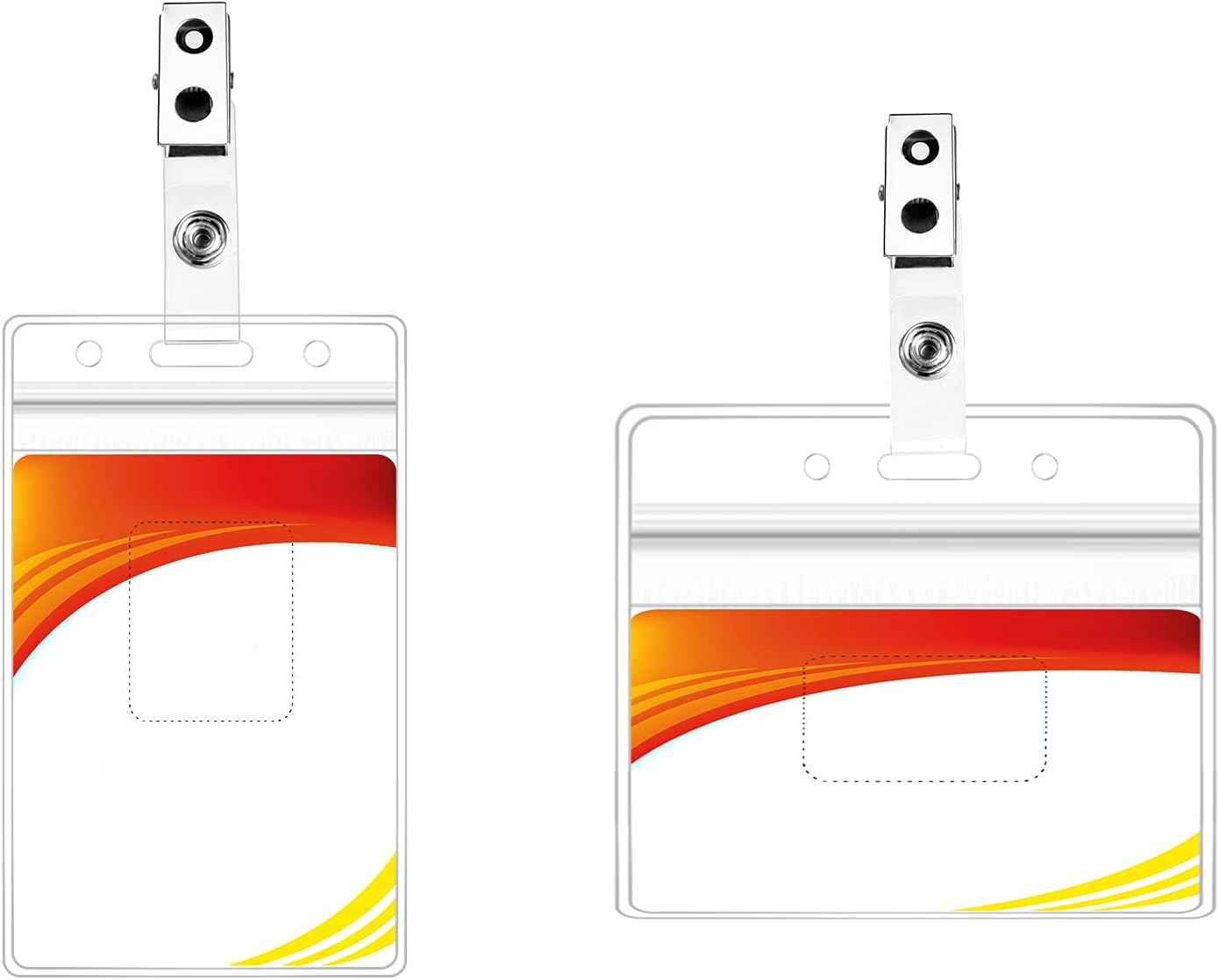 100Pcs Metal Badge Clips with Clear PVC Straps - TTpen