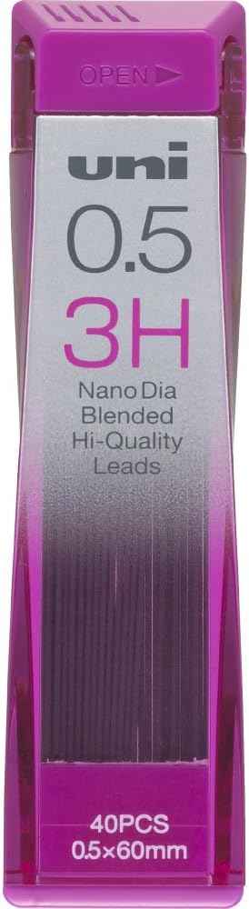 Uni Mechanical Pencil Lead,Nano Dia,0.5mm 3H 2 Pack - TTpen