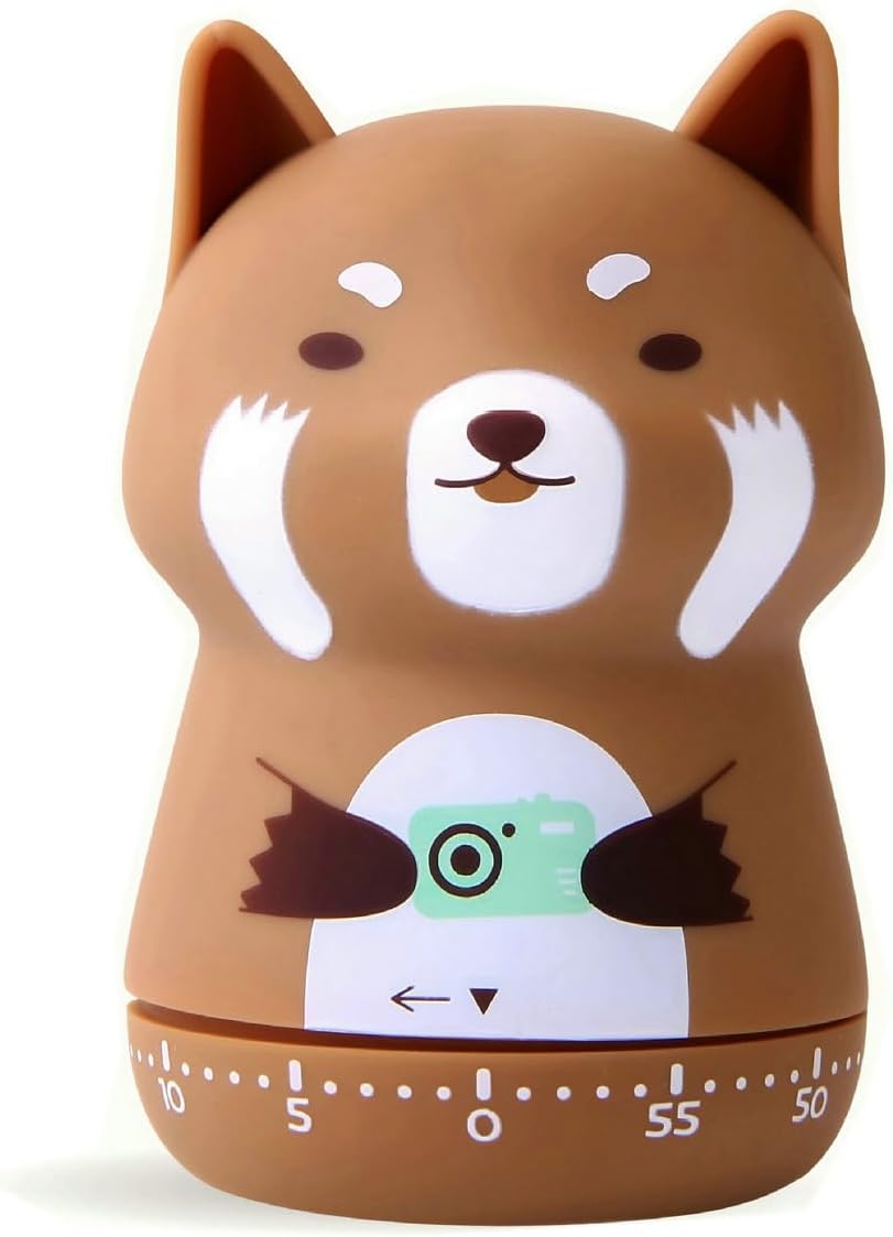 Cute Animal Mechanical Timer for Kids Brown Lesser Panda
