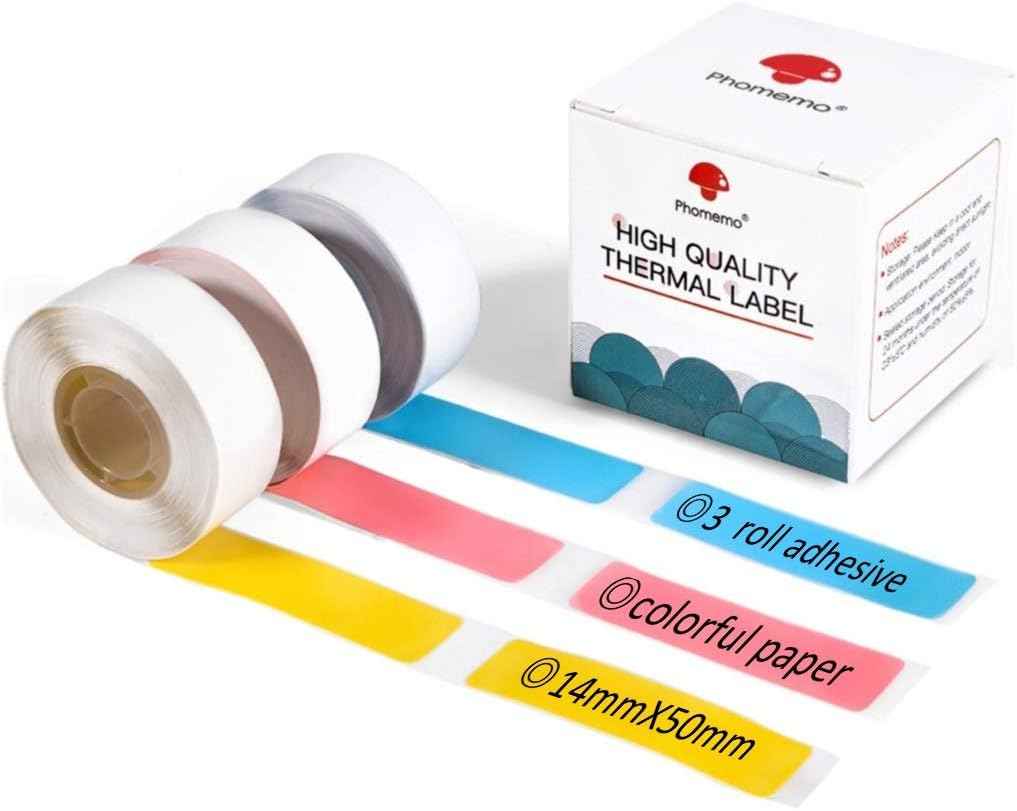 Phomemo D30 Adhesive Pink Bule Yellow Label Paper (14mm X 50mm) - TTpen