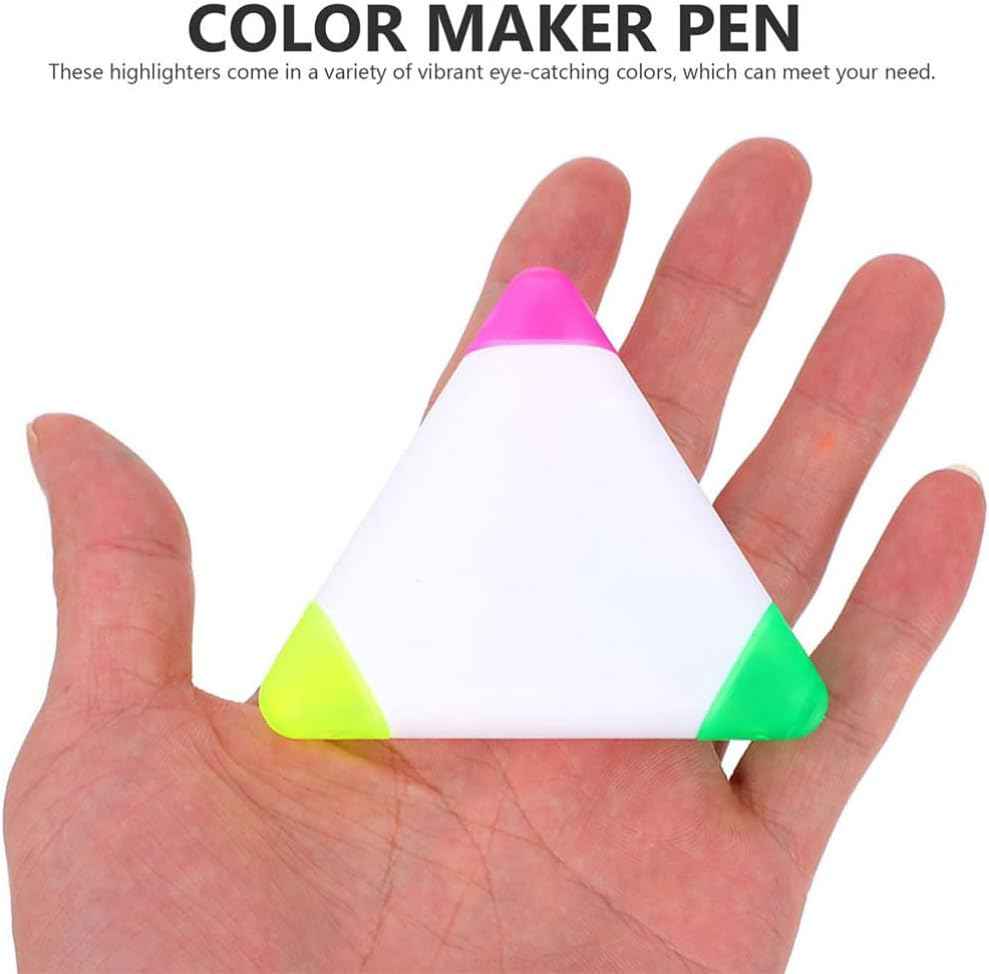 9pcs Triangle Shape Watercolor Highlighter Pens 3in1 Chisel Tip - TTpen