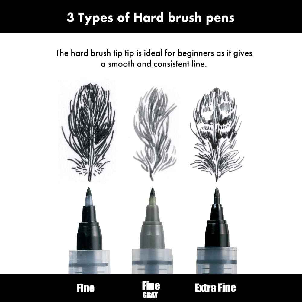 Kuretake Zig Inktober Brush Pen Set for Manga Drawing Calligraphy 3 Pack