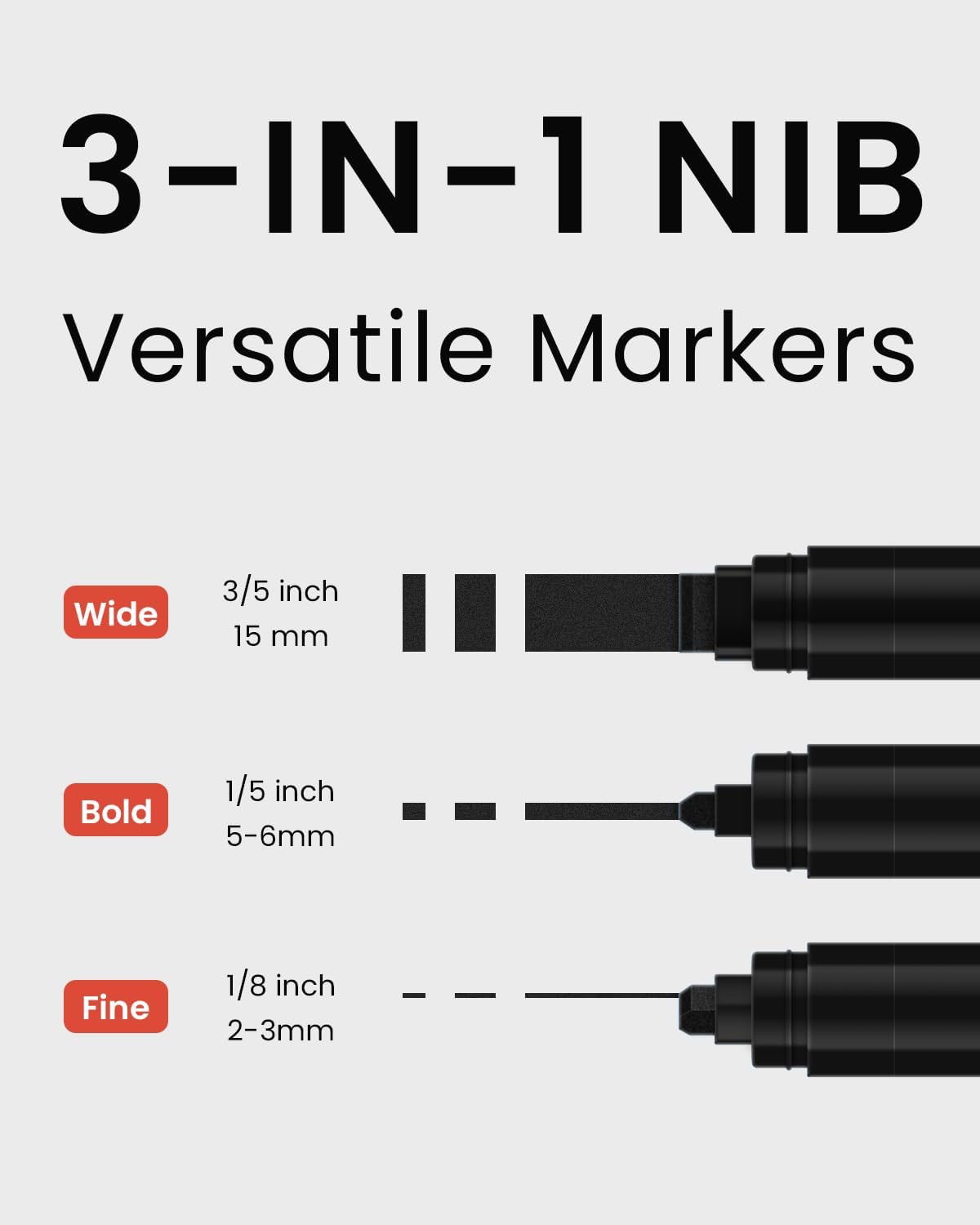 6Pcs Black Permanent Graffiti Markers 15mm Wide Tip Acrylic Paint Pen